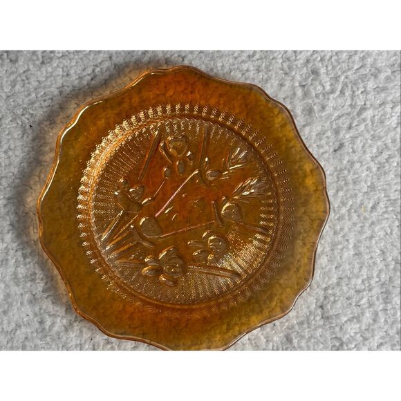 Vintage Jeanette Glass Marigold Iridescent Iris & Herringbone Carnival Glass Des - Picture 4 of 8